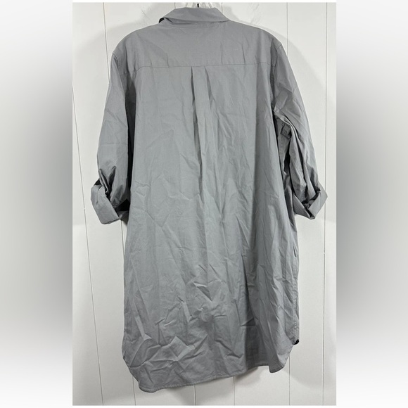 Victoria Secret Gray Shift Button Front Embellished Dress Size 14 Roll Tab - Picture 2 of 10